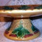 Majolica Pottery Footed Pedestal Compote,Tazza or Cake Stand,Grape Leaves,Berries