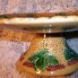 Majolica Pottery Footed Pedestal Compote,Tazza or Cake Stand,Grape Leaves,Berries