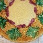 Majolica Pottery Footed Pedestal Compote,Tazza or Cake Stand,Grape Leaves,Berries