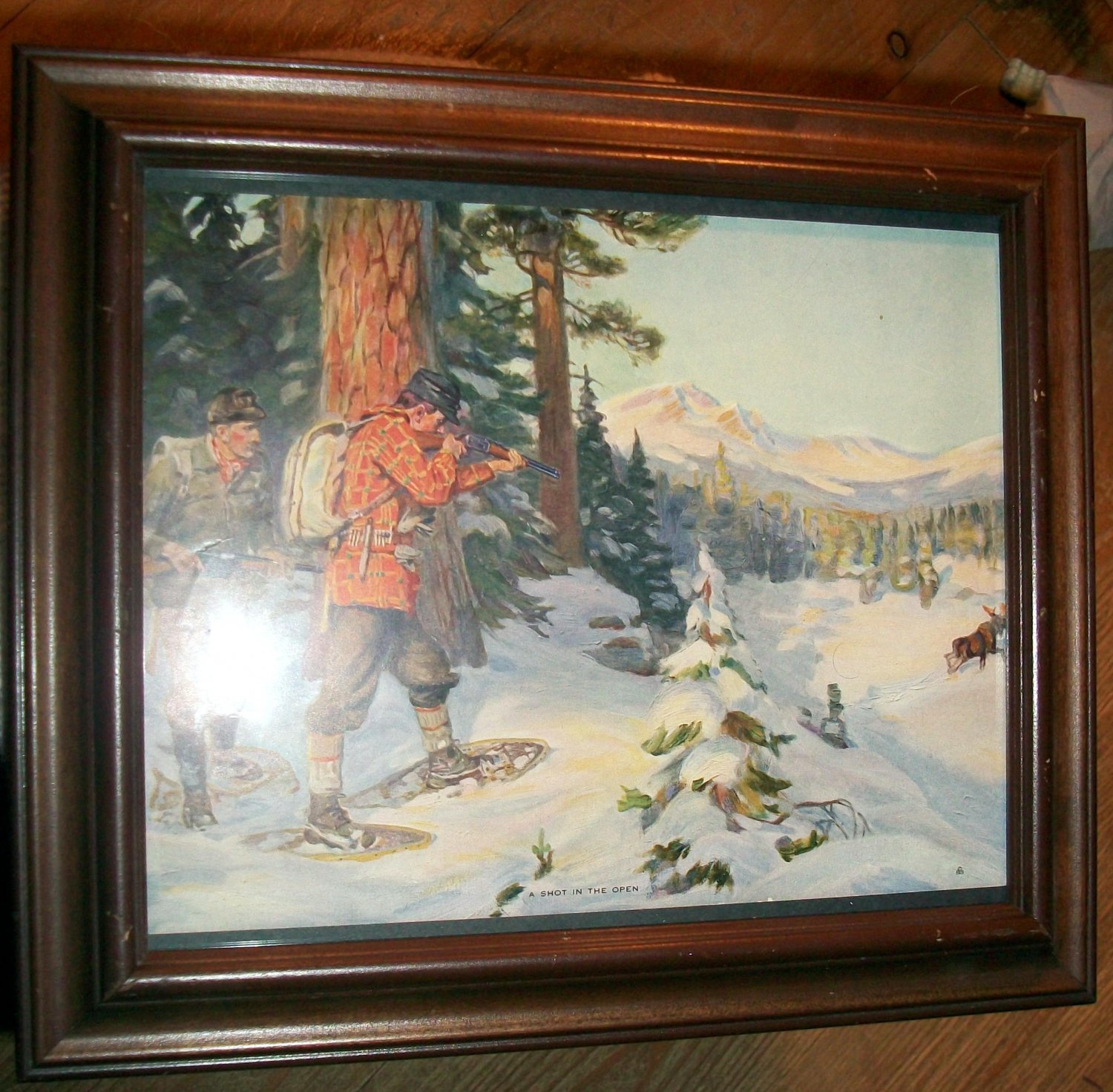 Philip Goodwin A Shot In Open Vntg Maple Framed Lithograph Print