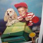 Little Boy Cocker Spaniel Dog Driving Homemade Go Cart Unused Large Calendar Lithograph