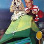 Little Boy Cocker Spaniel Dog Driving Homemade Go Cart Unused Large Calendar Lithograph