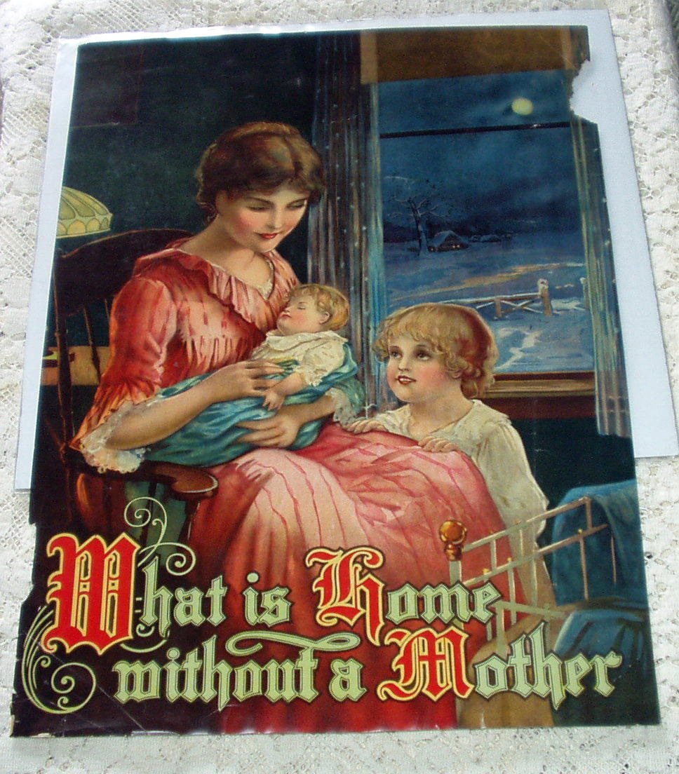 Mother with Children Antique Motto Chromolithograph Print,What Is Home ...