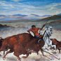 Buffalo Hunt Western Plains 1966 Lrg Vintage Lithograph Artist Joe H Williams Ft Worth Texas