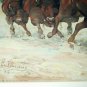Buffalo Hunt Western Plains 1966 Lrg Vintage Lithograph Artist Joe H Williams Ft Worth Texas