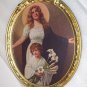 Praying Mother Angel Young Boy with Lily Flower Original 1910 Antique