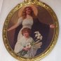 Praying Mother Angel Young Boy with Lily Flower Original 1910 Antique
