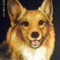Welsh Corgi Dog Pastel Portrait Original Artist Signed Vintage Art Print Carved Wood Half Yard Long