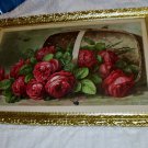 Paul de Longpre Basket of Roses 1896 Original Antique Chromolithograph Picture Wood Frame