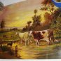 Milking Cows Karan Swiss Cattle Hereford In Pasture 1894 Original Antique Chromolithograph