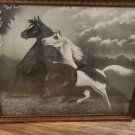 Spirited Horses No. 2 Original 1904 Black and White Horses Running From The Storm Artist LeRoy Large