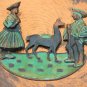 *** SOLD *** Peruvian copper wall plates With Brass Enamel Set INCA LAMA PLAQUE