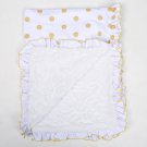 Gold Dot Minky blanket -Baby Blanket Gold Polka Dots -White- Ruffles blanket