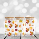 Fall Leaves Coffee Cup party Beer Coffee Glass gift Cup & straw Fall Cup - 16 oz