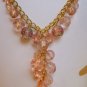 Pink Glass Bead Necklace Acrylic Rose Bead Accents
