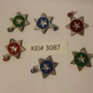 6 STAR PENDANTS Red Blue Green Silver Color