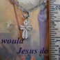 Silver Tone Celtic Irish White Cross Pendant Choker Necklace WWJD Religious