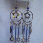 Silver Circle Blue Chandelier Earrings Flower Findings