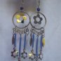 Silver Circle Blue Chandelier Earrings Flower Findings