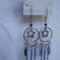 Silver Circle Blue Chandelier Earrings Flower Findings