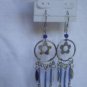 Silver Circle Blue Chandelier Earrings Flower Findings