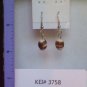 Tan White Bronze Oval Murano Lampwork Glass Handcrafted Dangle Earrings