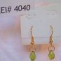 Gold Plated Czech Dark Emerald Green Glass Teardrop Dangle Earrings
