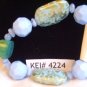Blue Gold Tone Beaded Bracelet with Matching Earrings Elegant