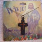 Black Copper Cross Pendant Choker Necklace WWJD Christian Religious
