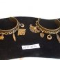 Set of 2 Vintage CUFF BRACELETS Chain Leaf Fan Charms Antique