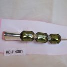 Green Three Rectangle Acrylic Silver Tone Salon Alligator Hair Clip Gorgeous!