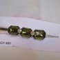 Green Three Rectangle Acrylic Silver Tone Salon Alligator Hair Clip Gorgeous!