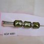 Green Three Rectangle Acrylic Silver Tone Salon Alligator Hair Clip Gorgeous!
