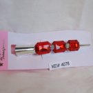 Red Three Rectangle Acrylic Silver Tone Salon Alligator Hair Clip Gorgeous!