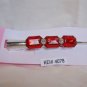 Red Three Rectangle Acrylic Silver Tone Salon Alligator Hair Clip Gorgeous!
