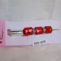 Red Three Rectangle Acrylic Silver Tone Salon Alligator Hair Clip Gorgeous!