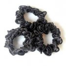 3 Braided Black Sparkle Scrunchies Pony Tail Holder Hair Twister