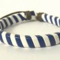 Blue White Stripe Hemp Leather Bracelet Surfer Wristband Ethnic Tribal