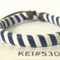 Blue White Stripe Hemp Leather Bracelet Surfer Wristband Ethnic Tribal