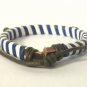 Blue White Stripe Hemp Leather Bracelet Surfer Wristband Ethnic Tribal