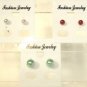Lot 3 Green Red Gray Pearl Finish Stud Earrings