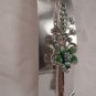 Green Acrylic Flower Rhinestone Hair Clip Alligator Salon Barrette Silver Tone