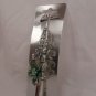 Green Acrylic Flower Rhinestone Hair Clip Alligator Salon Barrette Silver Tone