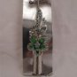 Green Acrylic Flower Rhinestone Hair Clip Alligator Salon Barrette Silver Tone