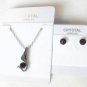 Dk Purple Austrian Crystal Swan Bird Wing Necklace Earrings White GoldPlated 18K