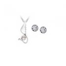 Clear Austrian Crystal Swan Bird Wing Necklace Earrings White Gold Plated 18K