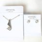 Clear Austrian Crystal Swan Bird Wing Necklace Earrings White Gold Plated 18K
