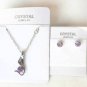 Purple Austrian Crystal Swan Bird Wing Necklace Earrings White Gold Plated 18K