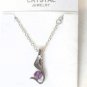 Purple Austrian Crystal Swan Bird Wing Necklace Earrings White Gold Plated 18K