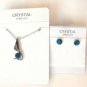 Teal Austrian Crystal Swan Bird Wing Necklace Earrings White Gold Plated 18K